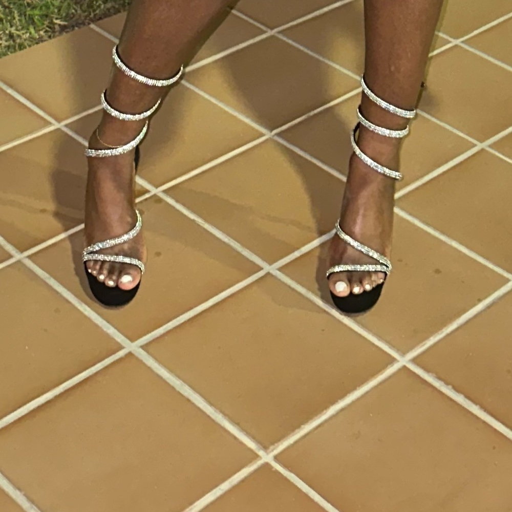 Black spiral heels